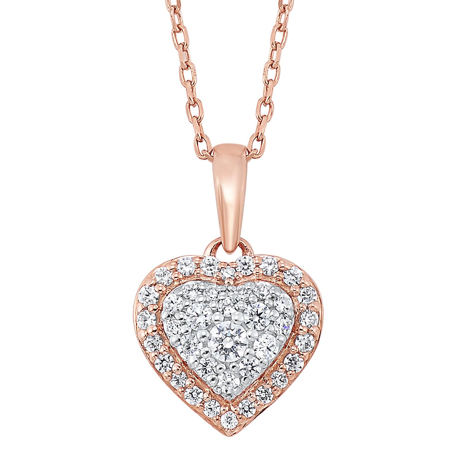14K Rose Gold Diamond Heart Pendant 1/4 ctw