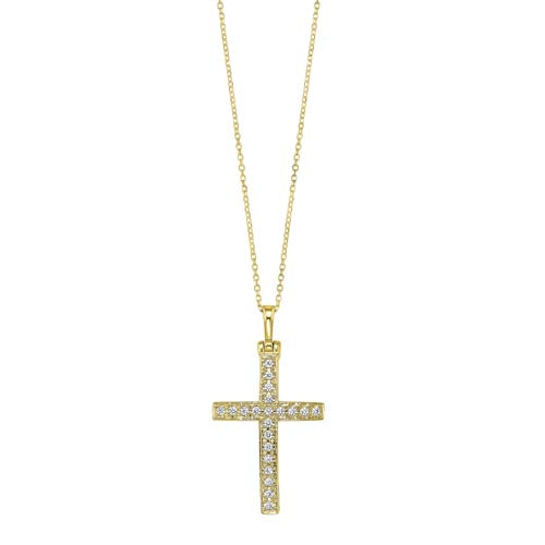14K Yellow Gold Diamond Cross Pendant