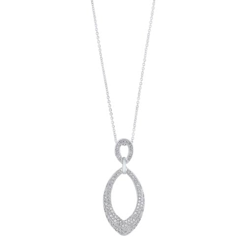 Double Teardrop CZ Pendant Necklace In Sterling Silver