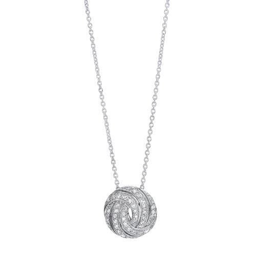Love Knot Swirl CZ Pendant Necklace In Sterling Silver