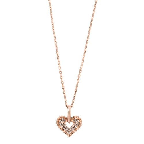 Diamond Double Row Beaded Heart Pendant in 14k Yellow Gold (0.05ctw)