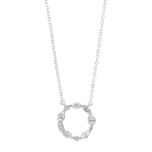 Diamond Wreath Eternity Circle Pendant in 14k White Gold (¼ ctw)