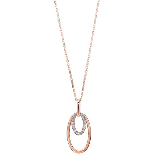 Diamond Double Eternity Oval Anniversary Pendant Necklace In Gold (1/10ctw)