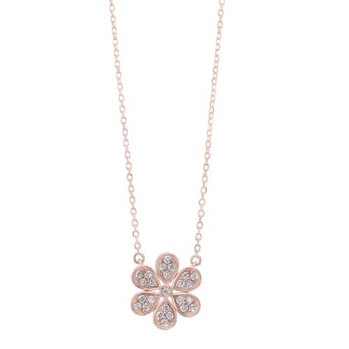 Diamond Blooming Daisy Pendant Necklace in Gold (1/7 ctw)