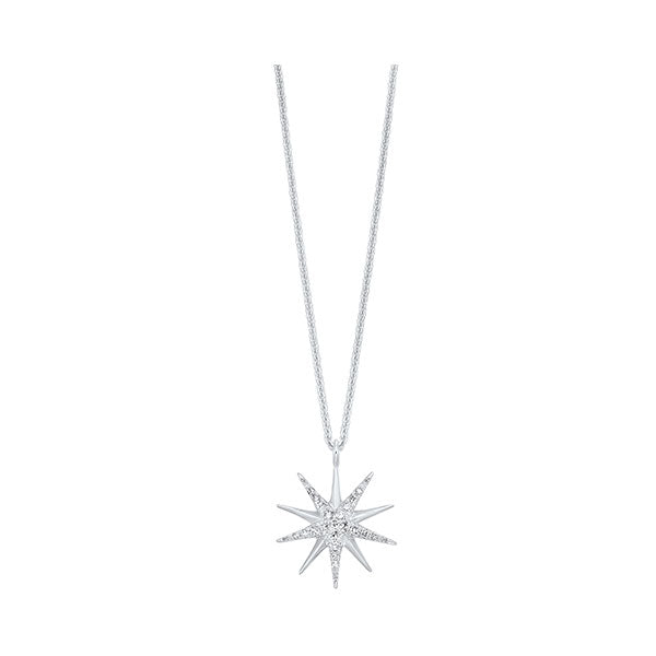 Silver Diamond Starburst (1/10 Ctw) Pendant