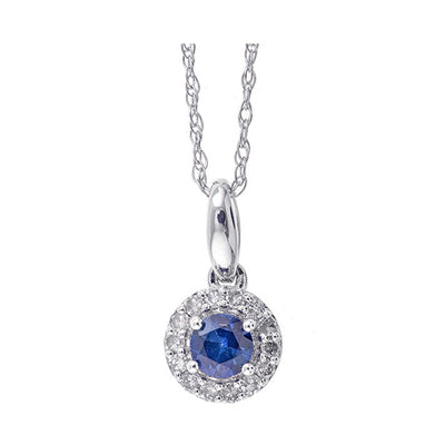 10KT White Gold Gemstone Pendant Necklace