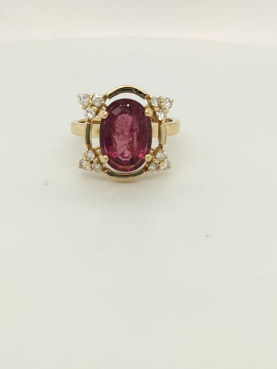 Eccentric Pink Oval Stone Ring