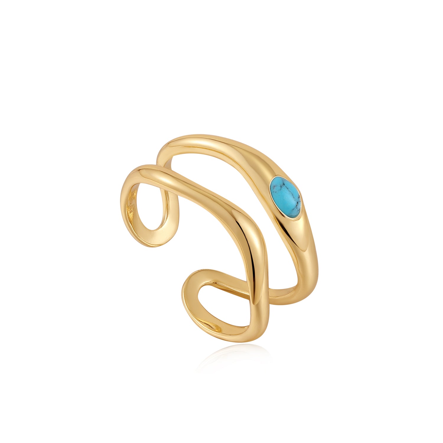 Turquoise Wave Double Band Adjustable Ring