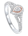 14K Two-Tone Pear-Shaped Diamond Ring --1/2 ctw