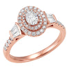 14K Rose Gold Oval Diamond Engagement Ring 3/4 CTW