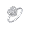 Diamond Halo Heart Cluster Promise Ring In Sterling Silver (1/5ctw)