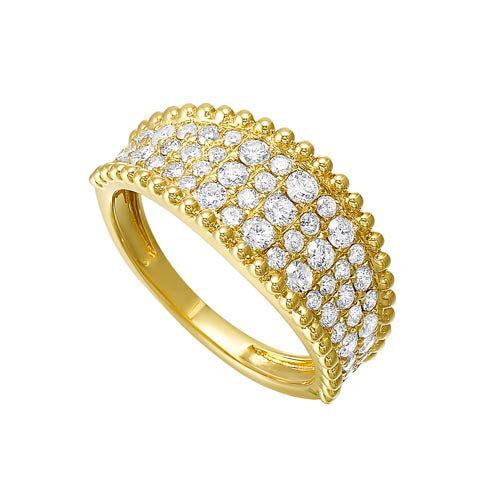 Diamond Studded Milgrain Ring In 14K Yellow Gold (1 Ct. Tw.)