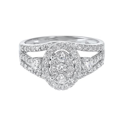 Diamond Vintage Split Bridal Ring Set In 14k White Gold (1ctw)