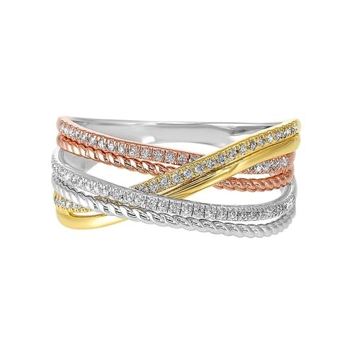 Diamond Luxe Braided Multi-Band in Tri-Color Gold (1/5ctw)