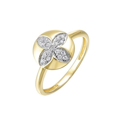 Diamond Medallion Flower Stackable Ring in Yellow Gold (1/7ctw)