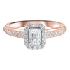 14KT Rose Gold Diamond Emerald Halo Bridal Ring 5/8 CT
