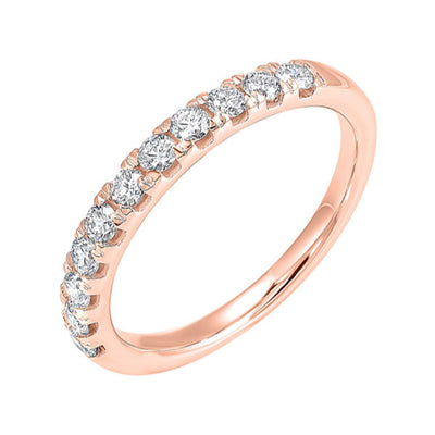 14KT Shared Prong Diamond (1/10 CTW) Band- Available in Rose, Yellow and White Gold