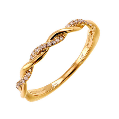Diamond Petite Twist Band-Available in Rose, Yellow and Whit Gold