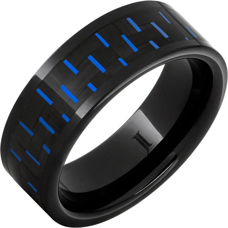 Black Diamond Ceramic™ Ring With Blue-Black Carbon Fiber Inlay