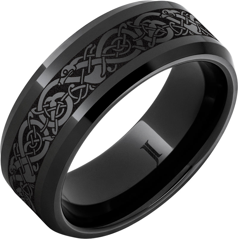 The Viking – Black Diamond Ceramic™ Engraved Ring