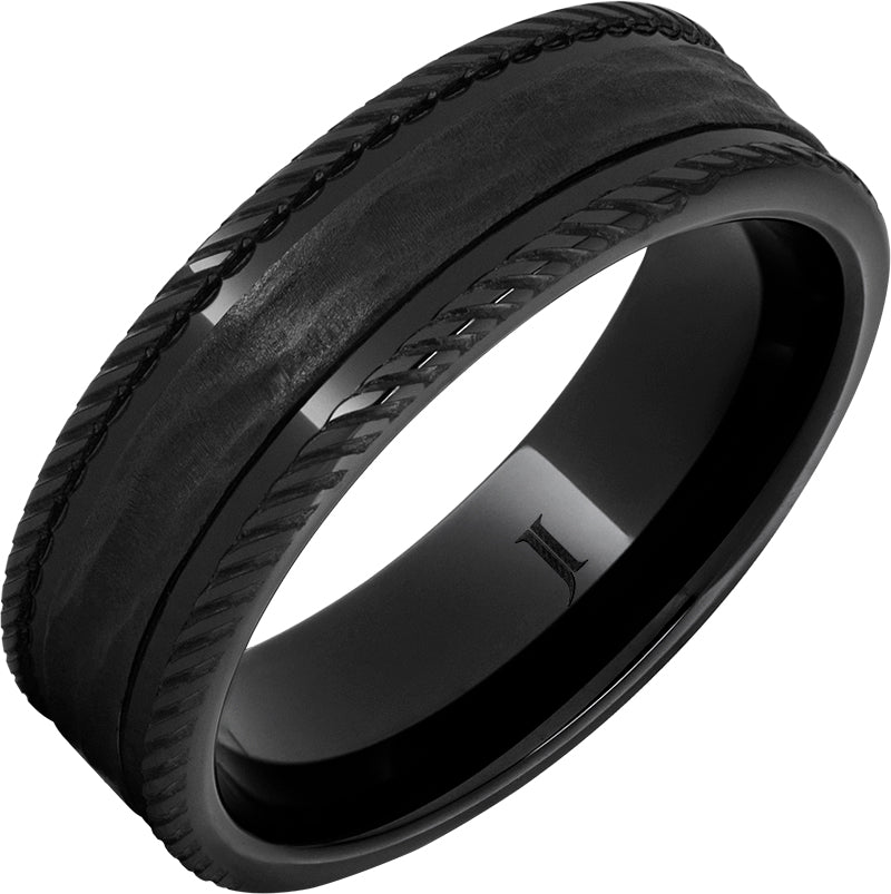 Rope Edge Ring in Black Diamond Ceramic™