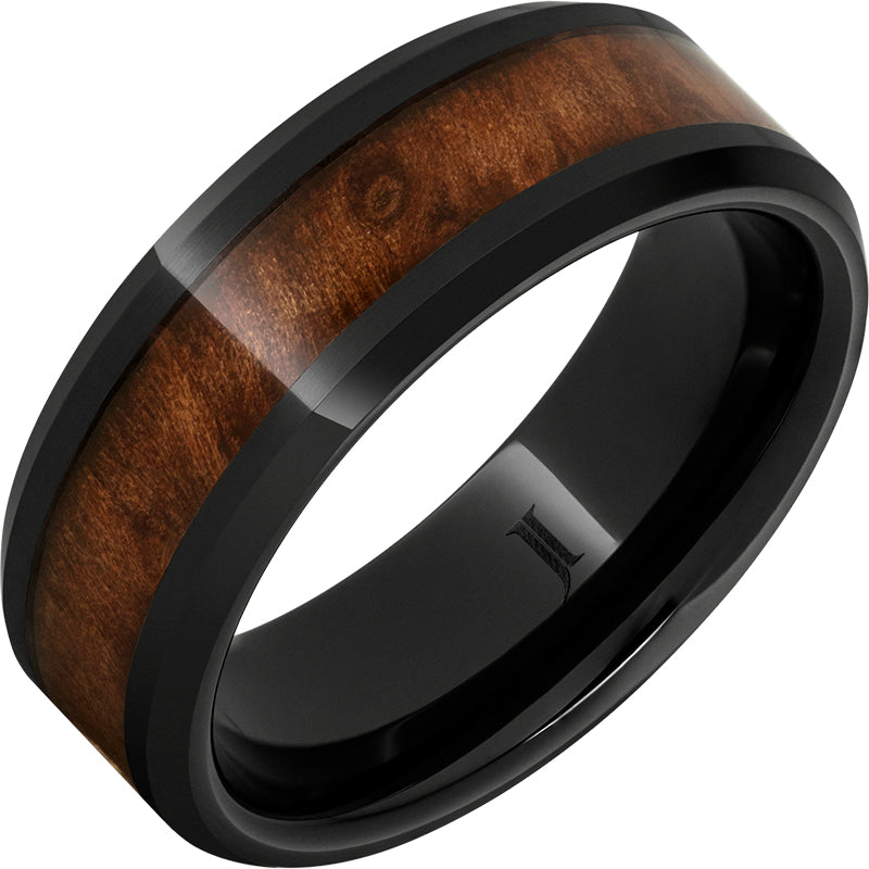 Black Diamond Ceramic™ Burlwood Inlay Beveled Ring