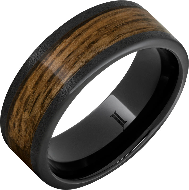 Barrel Aged™ Black Diamond Ceramic™ Ring with Bourbon Inlay and Stone Finish