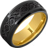 The Viking - Black Diamond Ceramic™ Engraved Ring with Hidden Gold™ Interior