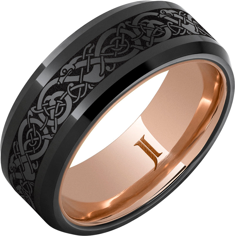 The Viking – Hidden Gold ™ Black Diamond Ceramic™ Engraved Ring