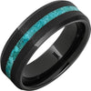 Black Diamond Ceramic™ Ring with Turquoise Inlay and Grain Finish