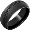 National Pastime Collection™ Black Diamond Ceramic™ Domed Baseball Stitch Ring with Stone Finish