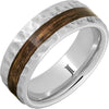 Barrel Aged™ Serinium® Ring with Bourbon Wood Inlay and Moon Crater Carving