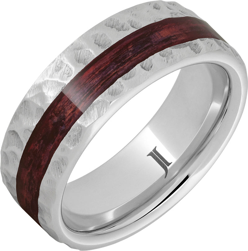 Barrel Aged™ Serinium® Ring with Cabernet Wood Inlay and Moon Crater Carving