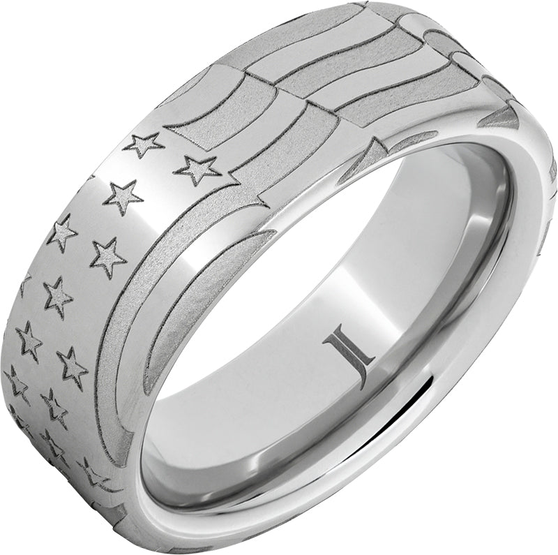 Old Glory - Serinium® Men's Ring with American Flag Engraving