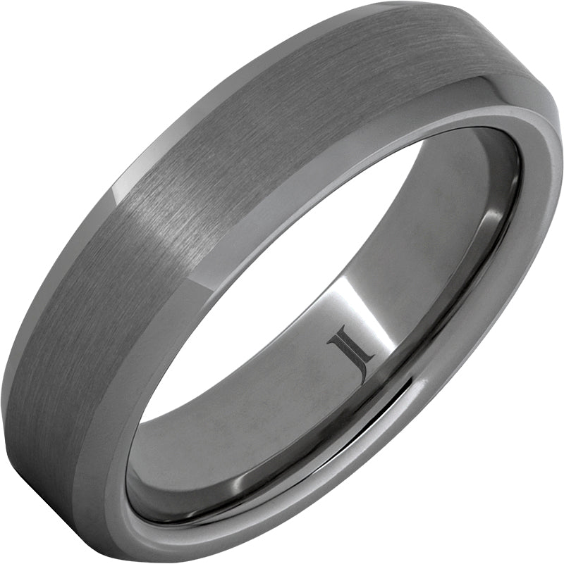 Rugged Tungsten™ Beveled Edge Ring with Satin Finish