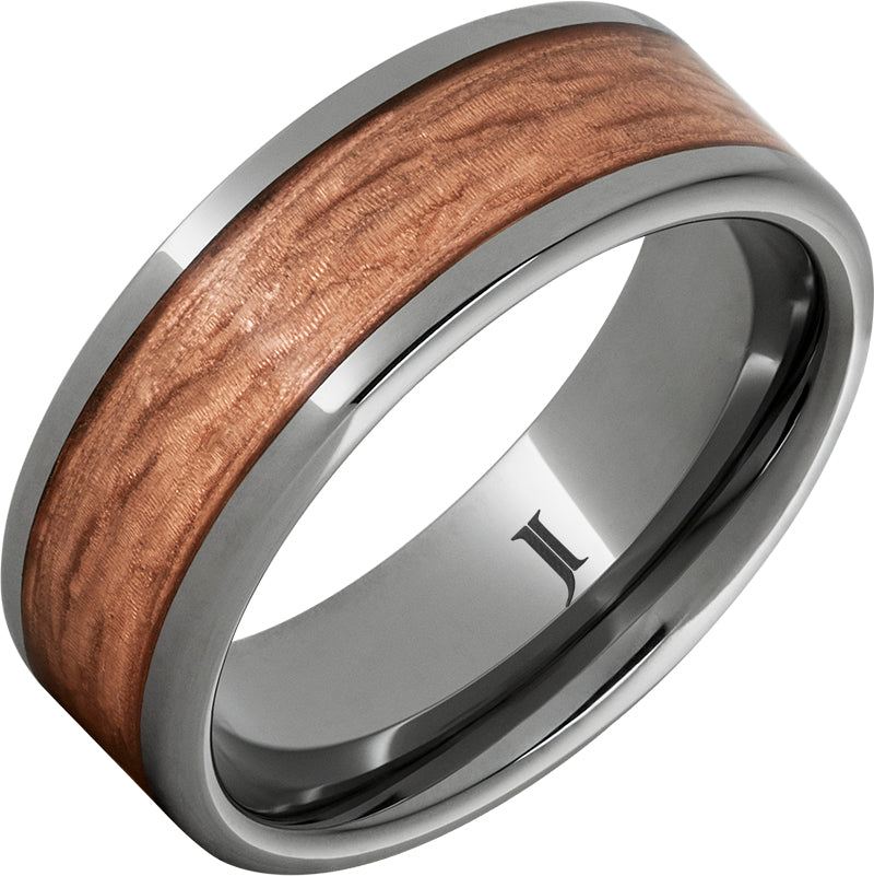 Rugged Tungsten™ Bark Carved Copper Inlay Ring