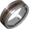 Barrel Aged™ Rugged Tungsten™ Ring with Cabernet Wood Inlay and Grain Finish