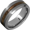 Barrel Aged™ Rugged Tungsten™ Ring with Bourbon Wood Inlay and Grain Finish