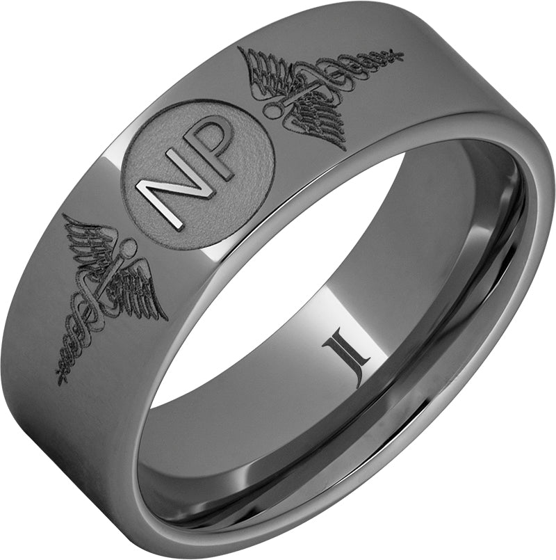 Rugged Tungsten™ Ring With Caduceus - Nurse Practitioner