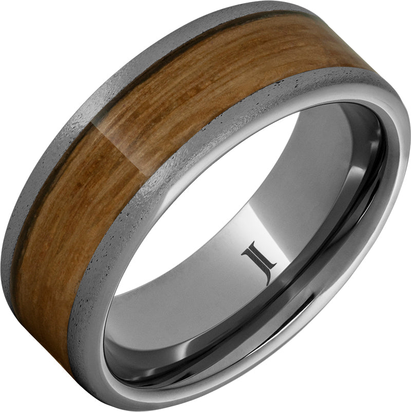 Barrel Aged™ Rugged Tungsten™ Ring with Single Malt Scotch Inlay and Stone Finish