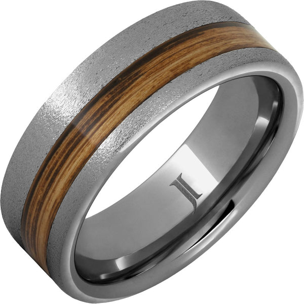 Barrel Aged™ Rugged Tungsten™ Ring with Rye Whiskey Inlay and Stone Fi ...