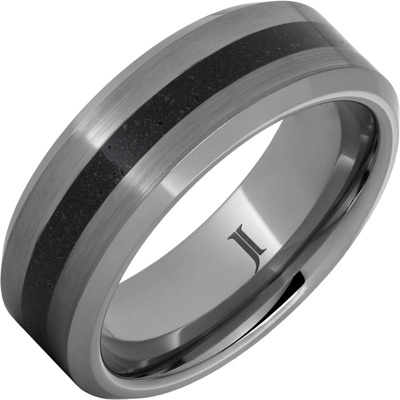 Volcanic Beach Sand Rugged Tungsten™ Inlay Ring