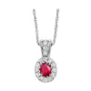 14KT WHITE GOLD DIAMOND (1/8CTW) & RUBY (1/6 CTW) PENDANT