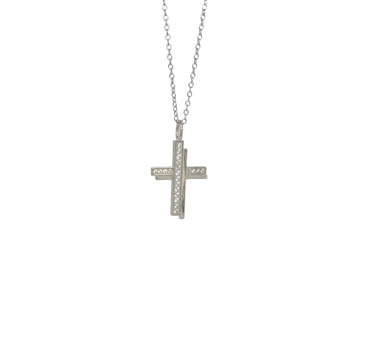Sterling Silver Shadow Cross Necklace
