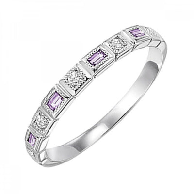 Baguette Gemstone and Diamond Stackable Ring