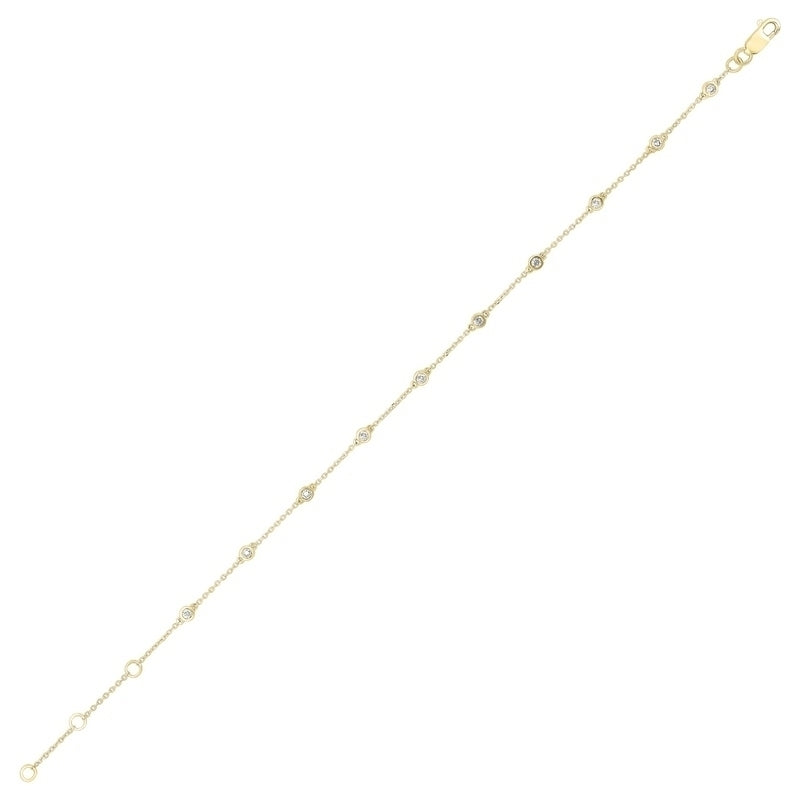 Diamond Station Bracelet in 14k Yellow Gold