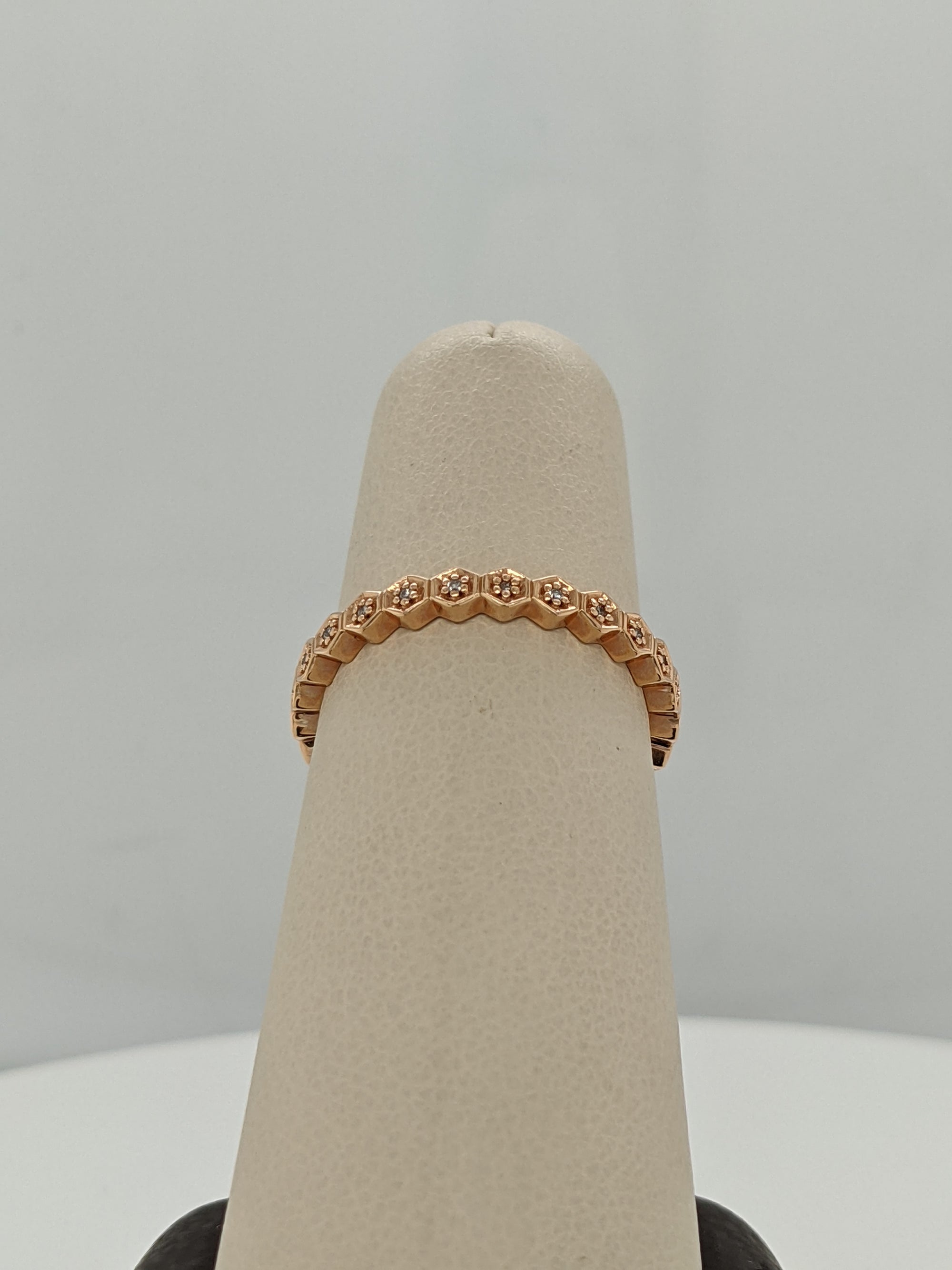 10K Yellow Gold and Diamond Honeycomb Ring