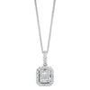 Diamond Rectangular Halo Drop Pendant Necklace in 14k White Gold (1/10ctw)
