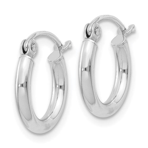 Sterling Silver Rhodium-Plated 2mm Hoop Earrings